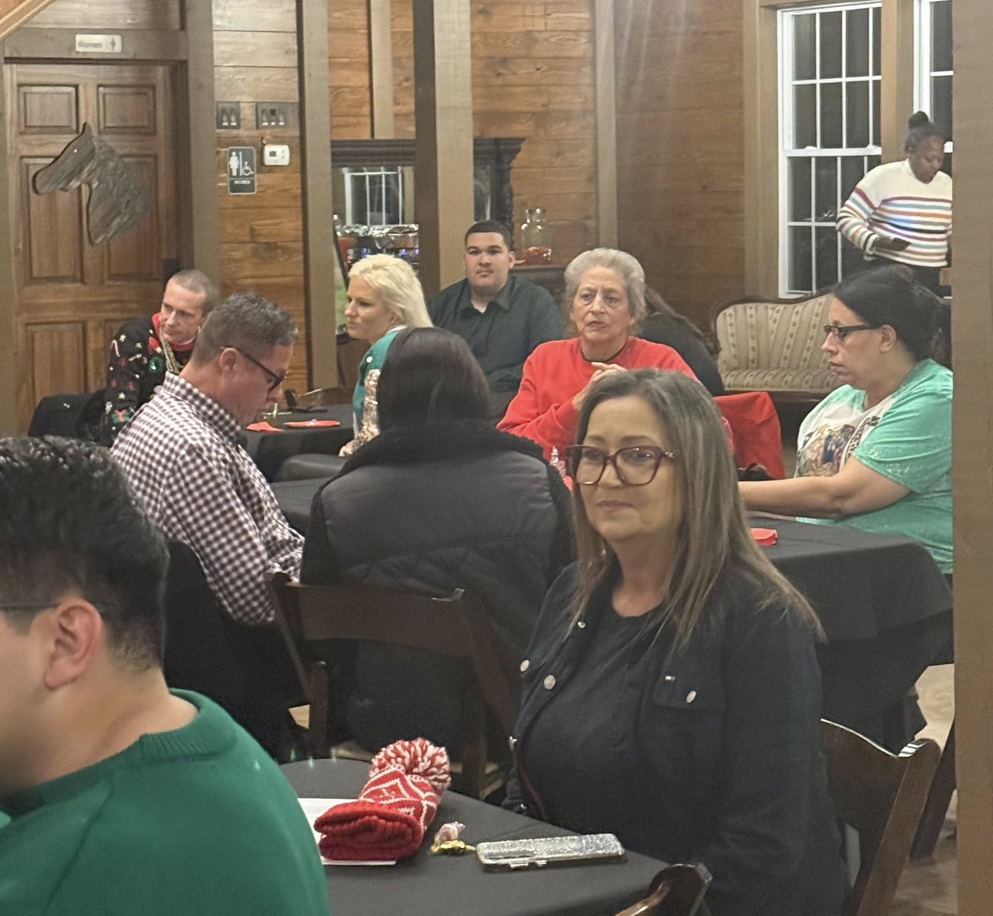 Community members at a holiday gathering
